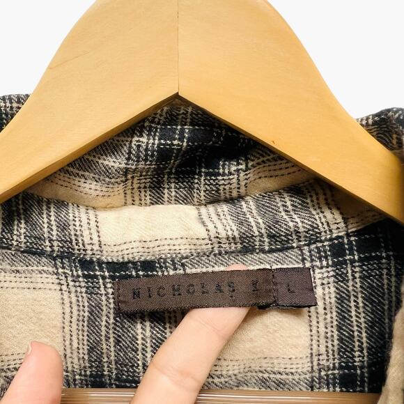 Nicholas K Pierre Plaid Asymmetrical Shirt Women’s Size Large - Picture 5 of 12